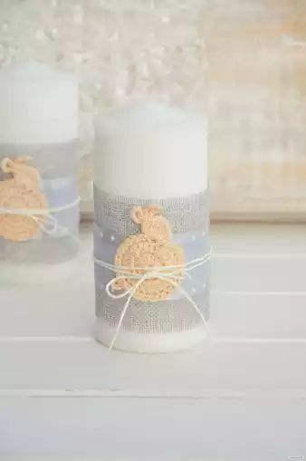 jarná dekoračná sviečka, béžový zajko 1