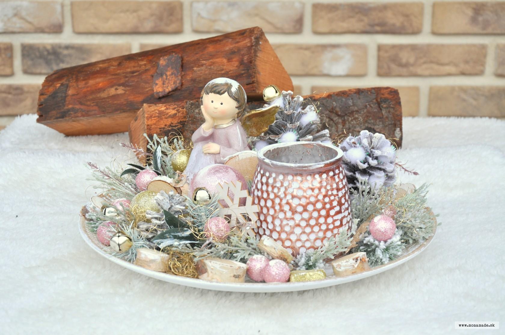 Vianočný podnos, svietnik na čajovú sviečku